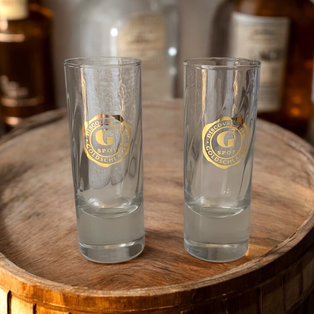 GOLDSCHLAGER Set of Two Discover Your G Spot Shooter Shot Glasses Barware Drink